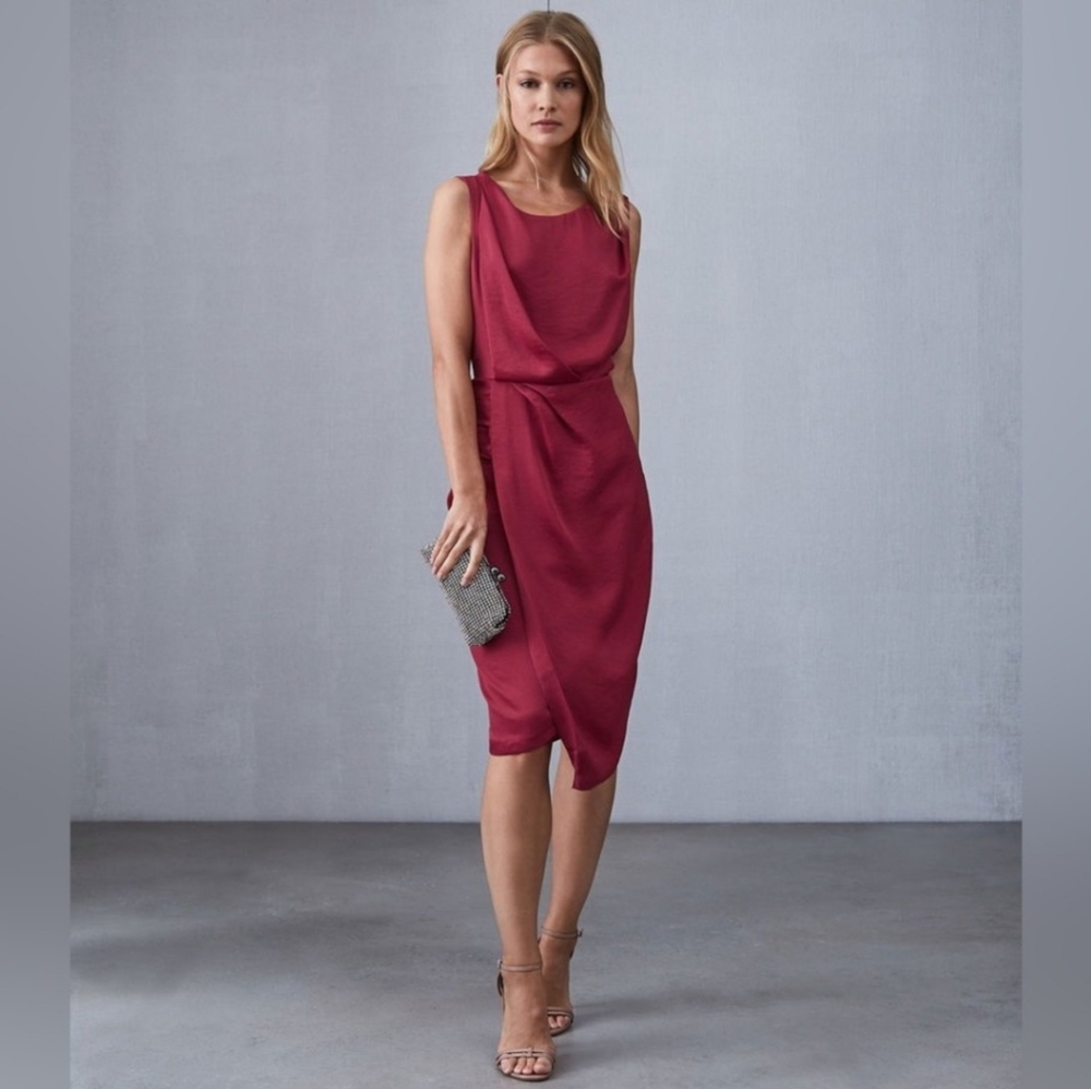 Reiss Burgundy Midi Dress